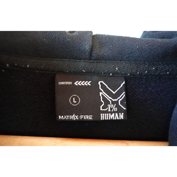 Matrix Fire Hoodie Mens Large Zip Up 1% Human Co-Creation Techwear Cyberpunk - Picture 5 of 10